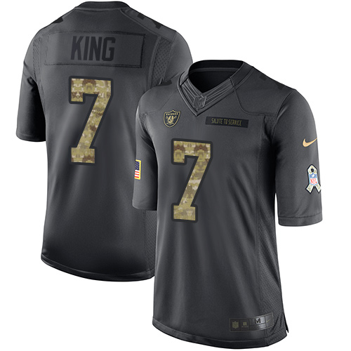 Youth Limited Marquette King Nike Jersey Black - #7 2016 Salute to Service NFL Oakland Raiders